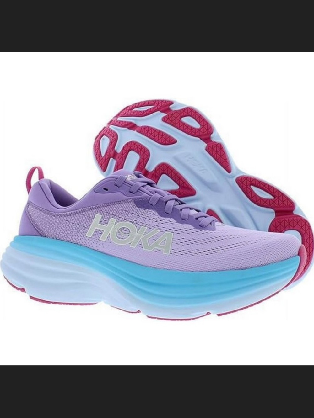 Hoka Women's Lavender and Turquoise Cushion Running Shoe - Picture 4 of 8